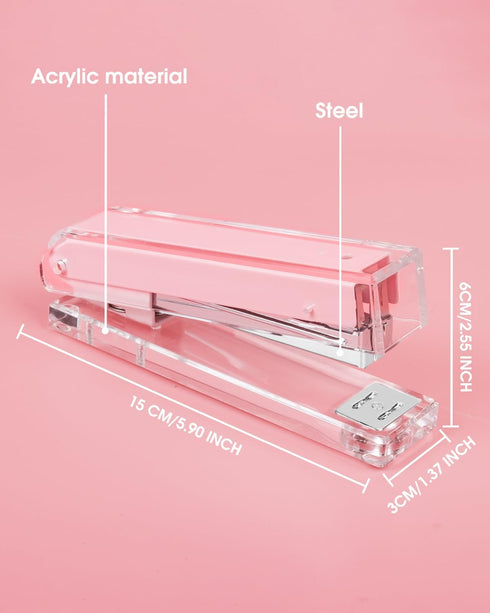 Clear Acrylic Stapler, Desktop Stapler, Office Stapler, Elegant Modern Desk Accessory for The Desk at Home, Office, or School?Pink?...