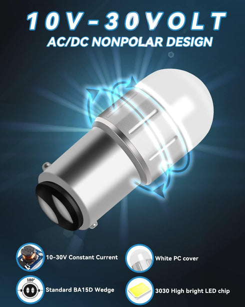1076 Led Bulb BA15D 1176 1142 1004 90 Bulb S8 10-30Volt AC/DC for Outdoor Landscape Patio Lighting,Deck Step Pathway Lights,Interior RV Camper Mot...
