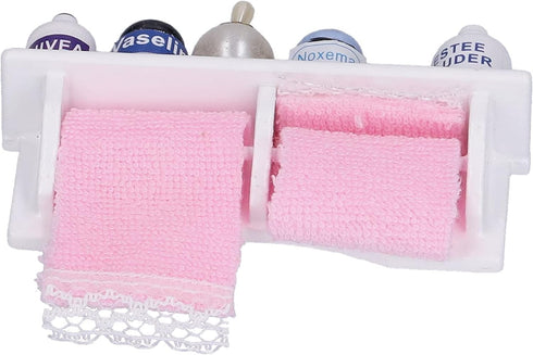 Dollhouse Wooden Towel Rack Bottles, 1:12 Simulation Miniature Furniture Model Toy for Dollhouse Bathroom Decoration Accessories...