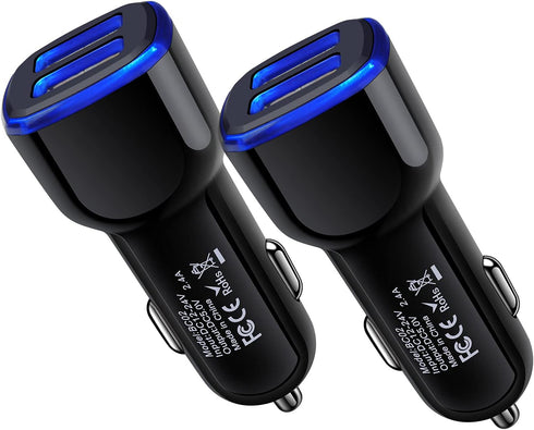 Android Phone Car Charger 12 Volt USB Outlet Car Adapter Plug, Dual 2.4A Cigarette Lighter USB Charger for Samsung Galaxy A53 A13 A03S S22+ Ultra ...