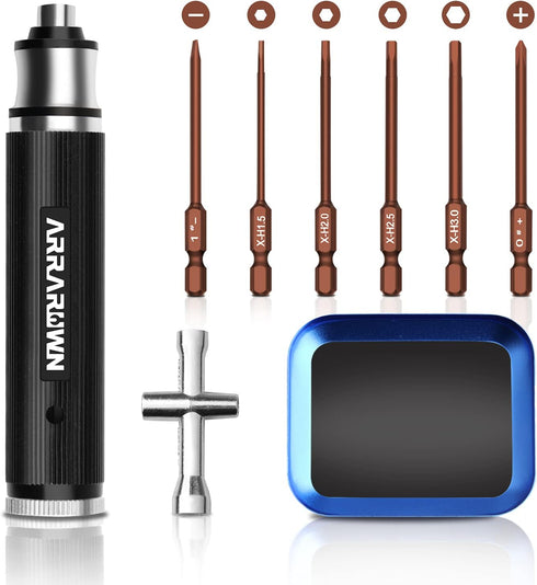 9Pcs RC Car Tool Kit 6 in 1 Hex Screwdriver Set with Tray,Cross Wrench Hobby Repair Tool Kit Compatible with Most of RC Cars Truck Buggy Truggy Ra...