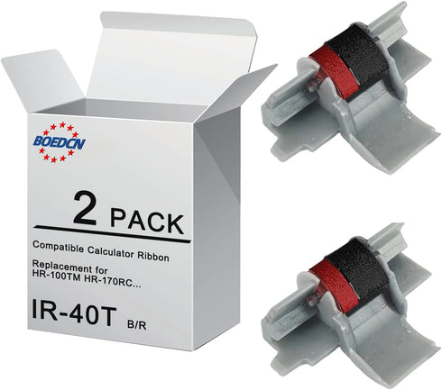 2 Pack Compatible Calculator Ribbon Replacement for Casio hr-100tm hr-170rc IR-40T Calculator Ink Roller Compatible with Casio HR-100TM Canon P23-...