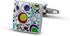 Silver Plated Cufflinks for Men Colorful Rainbow Crystal Cuff Links Wedding Gift...