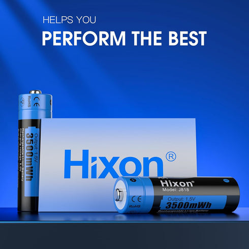 Hixon Rechargeable AA Batteries, 3500mWh(2330mAh) high Capacity AA Battery,1.5V Constant Output,AA Rechargable Batteries,4 Counts Lithium AA Batte...