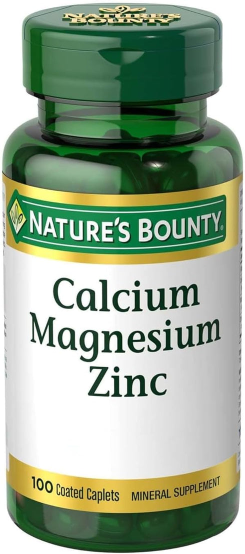 Nature's Bounty Calcium Magnesium & Zinc Caplets, Immune & Supporting Bone Health, 100 Count...