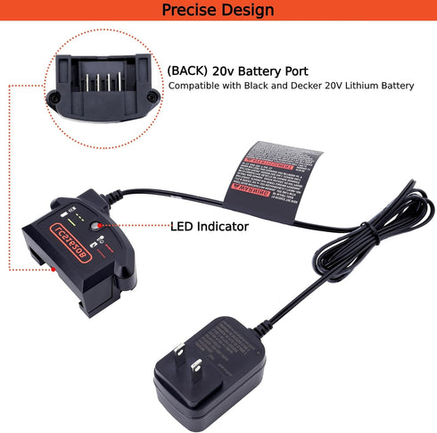 LCS1620B Charger Compatible with Black and Decker 20V 12V Max Lithium Battery LBXR20 LBX4020 LBX20 LBXR2020 Replacement for Black and Decker 20v L...