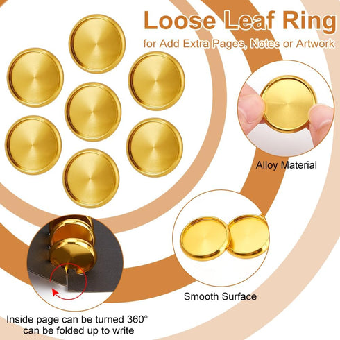 BENECREAT 11Pcs Aluminium Alloy Binding Discs, 1.1inch Flat Round Discbound Metal Expansion Disc Binder Rings for Discbound Notebook Artwork, Gold...