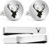 Birthday Gifts For Husband, Stainless Steel Engraved Deer Head Cufflinks Buck Stag Cuff Links Tie Bar Set Men's Jewelry Gifts For Husband Father D...