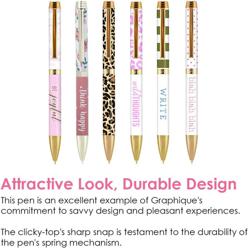Graphique Cheetah Fashion Pen - 5.5" Ballpoint Pen with Refillable Black Ink, Twist-Top Pen, Makes a Beautiful and Unique Gift...