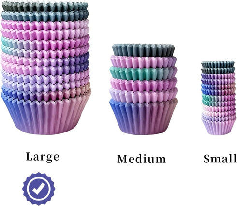qiqee Jumbo Cupcake Liners 300PCS Gradient Cupcake Cups 6 Designs Pink Blue Gradient Cupcake Papers Baking Cups Cupcake Wrappers (Large Size)...