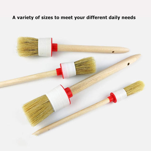 Natural Bristle Chalk Paint Wax Brush Wood Handle Round Paint Brushes for Paint Oil Watercolor Paints Waxing Brushes,Furniture, DIY Art Crafts(7PA...