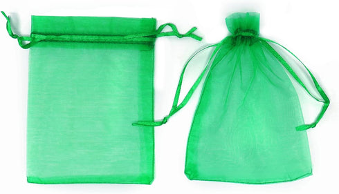 50Pcs 3x4 Inch Organza Bags with Drawstring, Green Small Mesh Gift Jewelry Candy Pouch Christmas Wedding Party Favor Bags...
