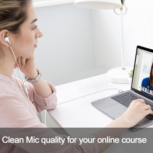 DUKABEL USB in-ear Headphones, USB PC Earbuds for PC/PS4/PS5, White Gaming Earphone Headset with Microphone for Live Conference, Video Calls, Broa...