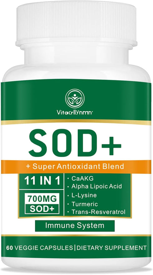 700MG Sod Superoxide Dismutase Supplement - High Potency Antioxidant Supplement for Cellular Health - 60 Capsules...