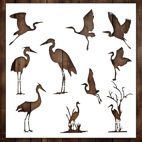 Crane Stencil - Bird Stencil, Bird Stencils, Bird Template - Awesome Stencils - Art Stencils for Painting on Wood, Canvas, Paper, Fabric, Wall, an...