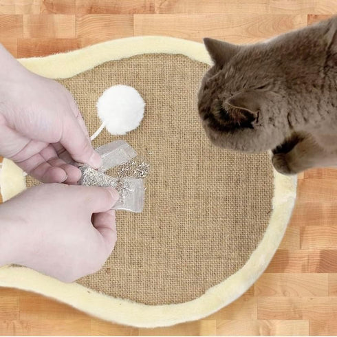 Nanu Lopez Cat Scratching Wall Pad, Premium Plush Small Scratcher Post with Hanging Ball for Indoor Cats, Durable Recyclable...