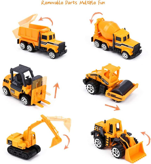 Small Construction Trucks , Kids Construction Vehicles Toy, Friction Powered Kids Dumper Truck, Bulldozers,Forklift,Tank Truck, Asphalt Car, Excav...