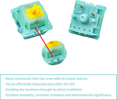 Kutethy X Gateron Jade Series Goldenrod Yellow Pro Keyboard Switches,Updated Linear 5-Pin 55gf RGB LED Factory Pre-lubed Keyboard Switches for MX ...