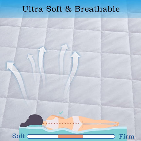 Waterproof Mattress Protector,Cooling Breathable Fluffy Soft Mattress Pad,Washable Mattress Protector,Noiseless Mattress Cover,Bed Cover Waterproo...
