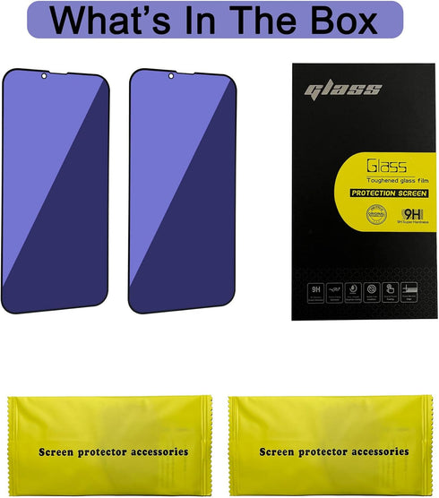[2 Pack Compatible with iPhone 13 / iPhone 13 Pro/iPhone 14 Anti-Blue Light Privacy Screen Protector 6.1", Scratch Resistant, Anti-Shatter Tempere...