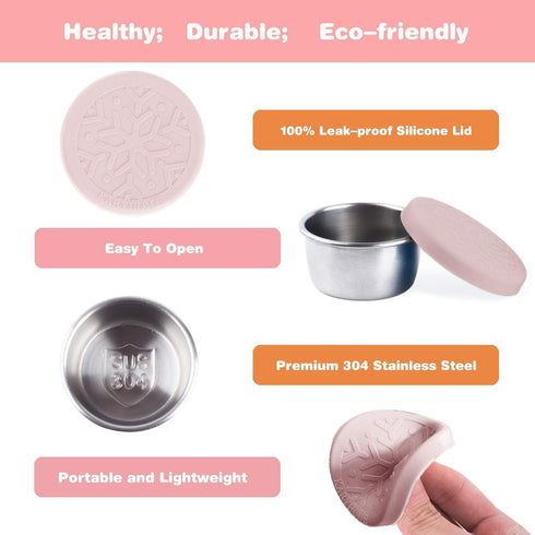 LALASTAR Salad Dressing Containers Set, Small Condiment Containers with Silicone Lids, Leakproof & Reusable for Condiments, Snacks, Dipping Sauce,...