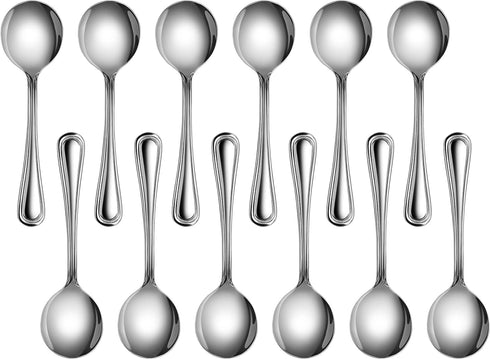 New Star Foodservice 58185 Slimline Pattern, 18/0 Stainless Steel, Bouillon Spoon, 5.7-Inch, Set of 12...