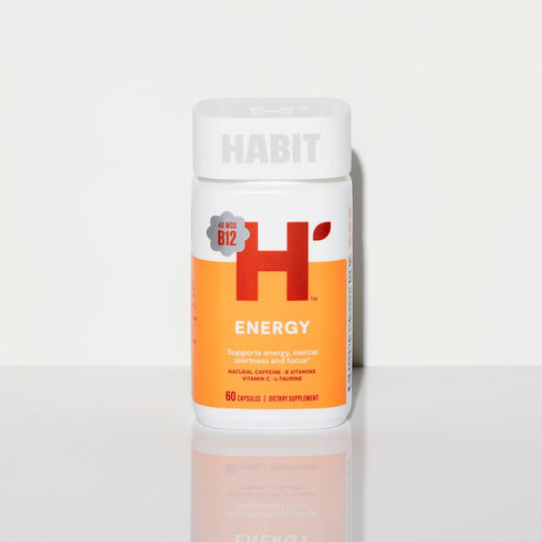 HABIT Energy Supplement (60 Capsules) - New Look, Supports Energy, Alertness and Focus, Natural Caffeine, Vitamins B & C, Green Tea extract, Vegan...