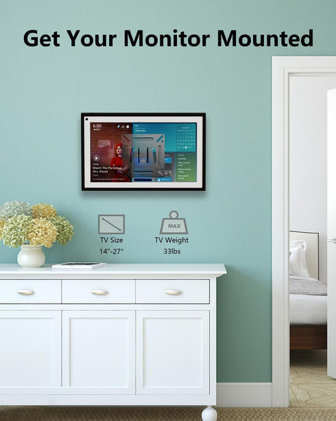 Monitor Wall Mount RV TV Mount for 14”-27” LED LCD Flat Screens, Small TV Mount for Computer Monitors, Camper TV Mount Low Profile Fixed with 100x...