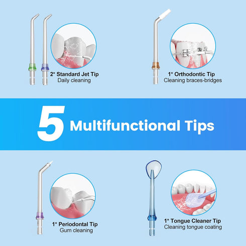 H2ofloss Water Dental Flosser Cordless, 300ML Rechargeable Oral Irrigator for Teeth Cleaning, Portable & IPX7 Waterproof Teeth Cleaner Pick for Br...