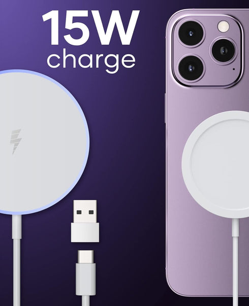 (2 Pack) Magnetic Wireless Charger, 15W Max Wireless Fast Charging Pad for iPhone 15 14 13 12 Series and AirPods, Magnet Apple Mag Safe Charger wi...