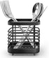 Cutlery Drainer, Stainless Steel Utensil Holder Sink Caddy, Rust Proof Sink Tidy Kitchen Sink Organiser, Cutlery Holder for Kitchen Counter (Black...