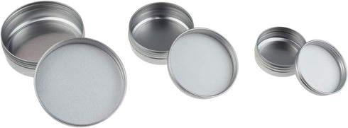 LJY 36 Pieces Round Aluminum Cans Screw Lid Metal Tins Jars Empty Slip Slide Containers, 4oz 2oz & 1oz Mixed Sizes...