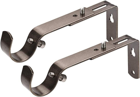 Curtain Rod Bracket Set of 4 for 7/8 or 1 Inch Rods, Adjustable - Antique Silver...