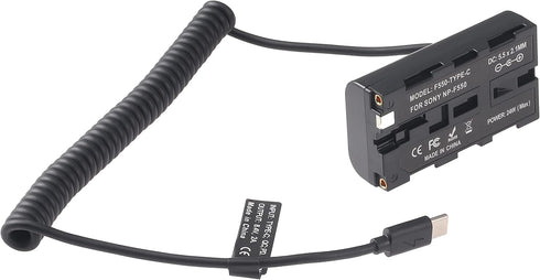 Fotga Power Adapter Cable USB Type-C USB-C to NP-F550 NP-F970 Dummy Battery NP-F Replacement NP-F960 NP-F750 NP-770 NP-F570 to Power Camera Field ...