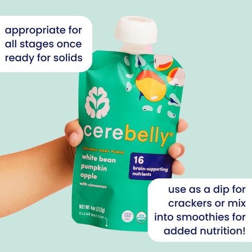 Cerebelly Baby Food Pouches – Organic Carrot Pumpkin (4 oz, Pack of 6) - Toddler Snacks - 16 Brain-supporting Nutrients, Healthy Snacks, Made with...