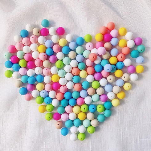 100Pcs 9mm Round Rubber Silicone Bead Bulk Loose Beads Gorgeous Making Kit for Keychain Tassels Necklace Bracelet Jewelry DIY Crafts Making...