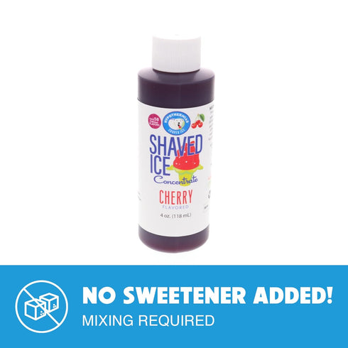 Hypothermias Shaved Ice and Snow Cone Syrup Unsweetened Flavor Concentrate - 4 Fl Oz - Makes 1 Gallon of Ready to Use Syrup - Cherry - Must Add Fi...