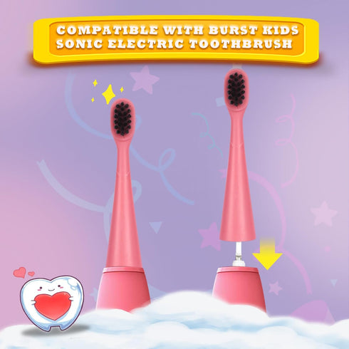 Compatible with Burst Kids Electric Toothbrush Replacement Heads with Dust Cover Caps, for Burst Kids Toothbrush,6 Pack, Light Pink...