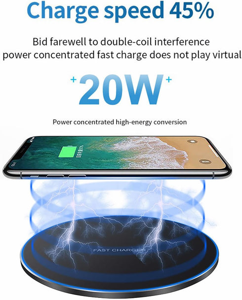 Wireless Charger,Fast 20W Wireless Charging Pad/Mat Compatible with Samsung Galaxy S24/S24+/S24 Ultra /S23/S22/S21/S20/S10,for Google Pixel 8/7/6,...