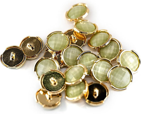 Green Beveled Cut Glass Gap Edges Sewing Shank Buttons 20 Pcs - 18mm, 23/32"...