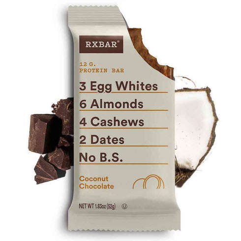 RXBAR, Coconut Chocolate, Protein Bar, 1.83 Ounce (Pack of 4), High Protein Snack, Gluten Free...
