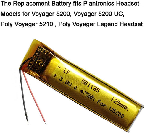 AOLIKES 125mAh Battery Replacement for Plantronics Poly Voyager 5200 UC Legend Wireless VLGD Wearable Concept 2, Sony SBH90C 2,Jabra Sport Wireles...
