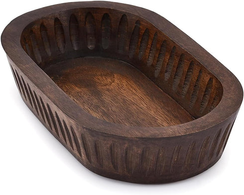 Mango Wood Decorative Bowls for Home Décor, Decorative Long Wooden Bowl for Table Centerpiece (10" x 6" x 2")...