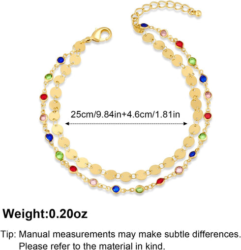 Ankle Bracelets for Women 14K Gold Plated Anklet for Women Gold Layered Shining Anklets Bohe Summer Beach Foot Chain Jewelry Gifts...