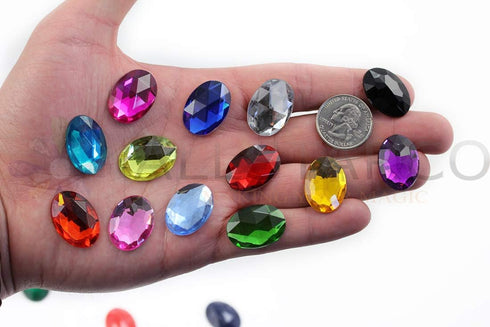 Allstarco 25x18mm Gold Topaz A2 1" Large Flat Back Oval Acrylic Rhinestones Cosplay Gems Plastic Jewels Embelishments DIY Crafts - 20 Pieces...