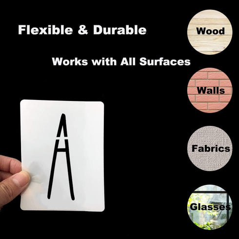 1 Inch Alphabet Letter Stencils for Painting - 70 Pack Letter and Number Stencil Templates with Signs for Painting on Wood, Reusable Skinny Letter...