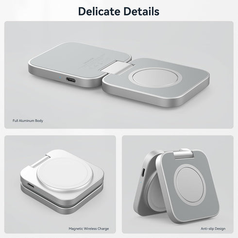 LULULOOK Compatible with iPhone Wireless Charger, 2 in 1 Portable Charging Pad Fast Charging, Aluminum Watch and Phone Charger for Apple iPhone, A...
