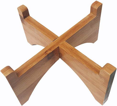 TIHOOD 7" Bamboo- Mid Century - Modern plant stand - Indoor Ceramic Pot/Planter Holder - Foldable- Plant Holder...