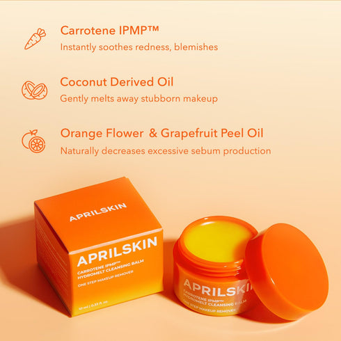 Aprilskin Carrotene IPMP Hydromelt Double Cleansing Makeup Remover Oil Balm Mini Size | Vegan | Blackheads Remover | Makeup Cleanser | Korean Skin...