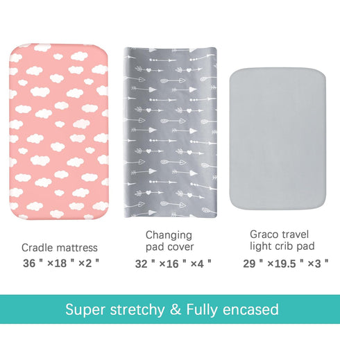 Changing Pad Cover Girl, Diaper Changing Pad Covers 4 Pack, Fitted Baby Changing Table Sheets for 32''×16'' Change Table Pad, Cradle & Bassinet Sh...